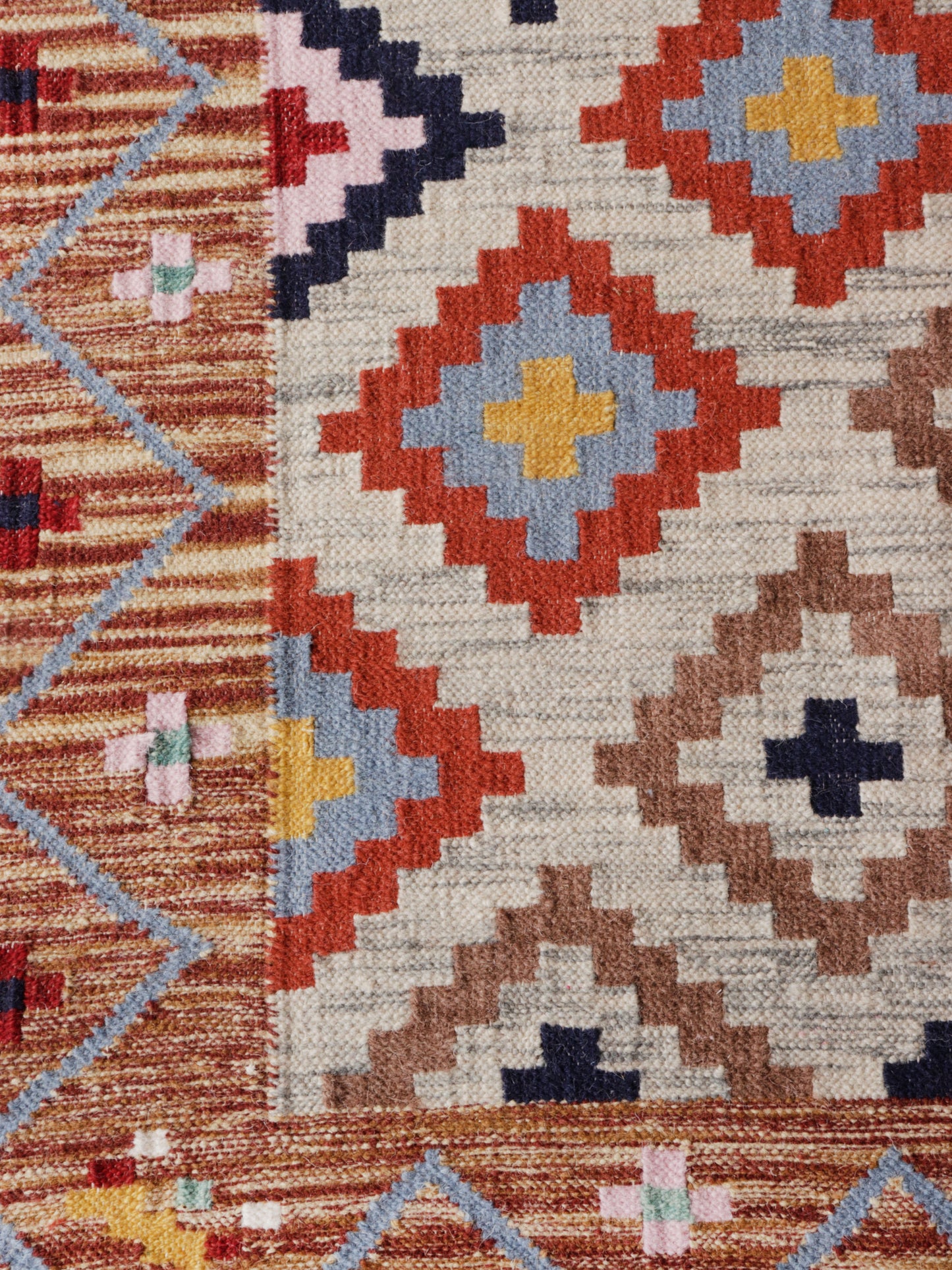 Dhurrie Abstract Kilim Handwoven Woolen for Floor, Living Room & Bedroom | Multi - 4x6 feet