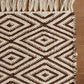 Dhurrie Abstract Diamonds Handwoven Woolen for Floor, Living Room & Bedroom | White Brown- 4x6 feet