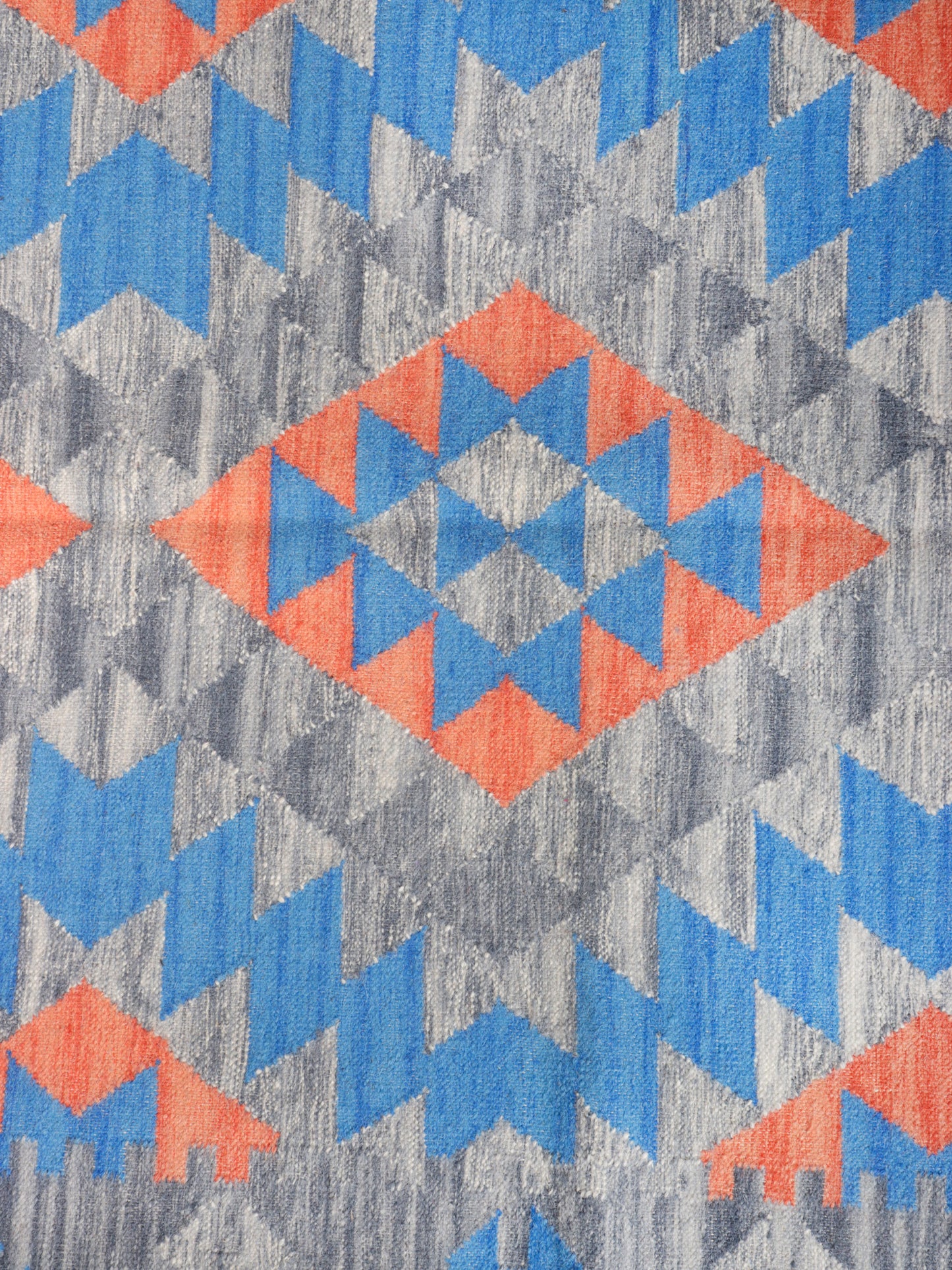 Dhurrie Abstract Kilim Handwoven Woolen for Floor, Living Room & Bedroom | Blue - 5x8 feet