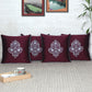 Motif Embroidered with Cushion Cover with Patchwork and Cord Piping - Maroon