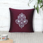 Motif Embroidered with Cushion Cover with Patchwork and Cord Piping - Maroon
