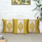 Lotus Motif Embroidered Cushion Cover with Patchwork - Yellow