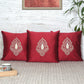 Motif Embroidered Cushion Cover with Patch and Applique - Red