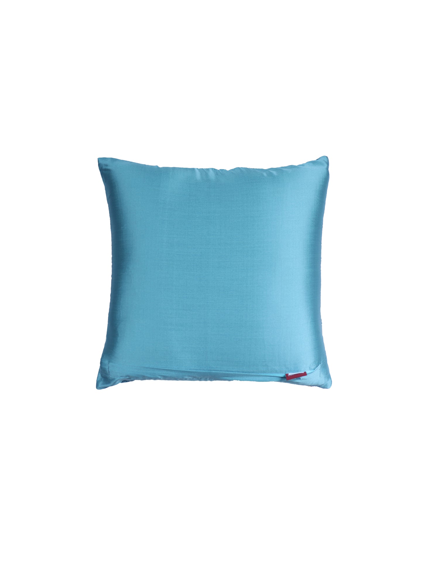 Floral Embroidered Cushion Cover with Quilting lines - Aqua Blue