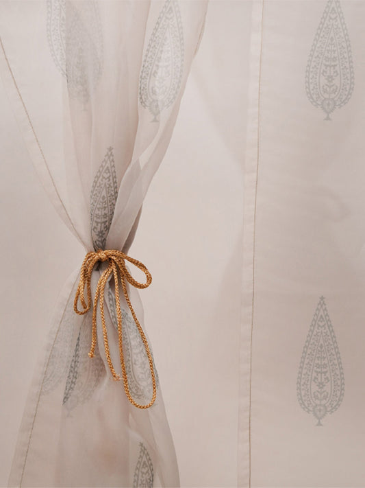 Door Transparent Sheer Curtain Polyester Antique Multi Color - 60 X 220 cms