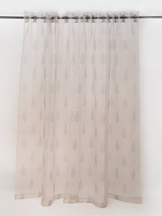 Window Transparent Sheer Curtain Polyester Antique Multi Color - 120 x 140 cms