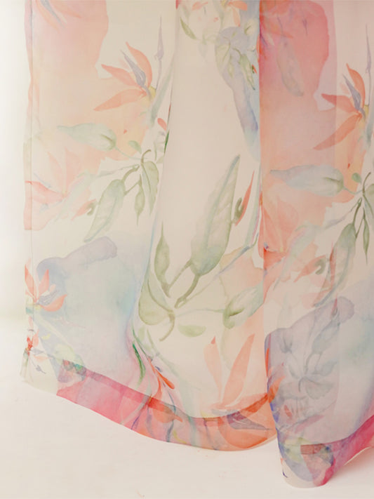 Door Transparent Sheer Polyester Modern Abstract Multi - 50" X 90"