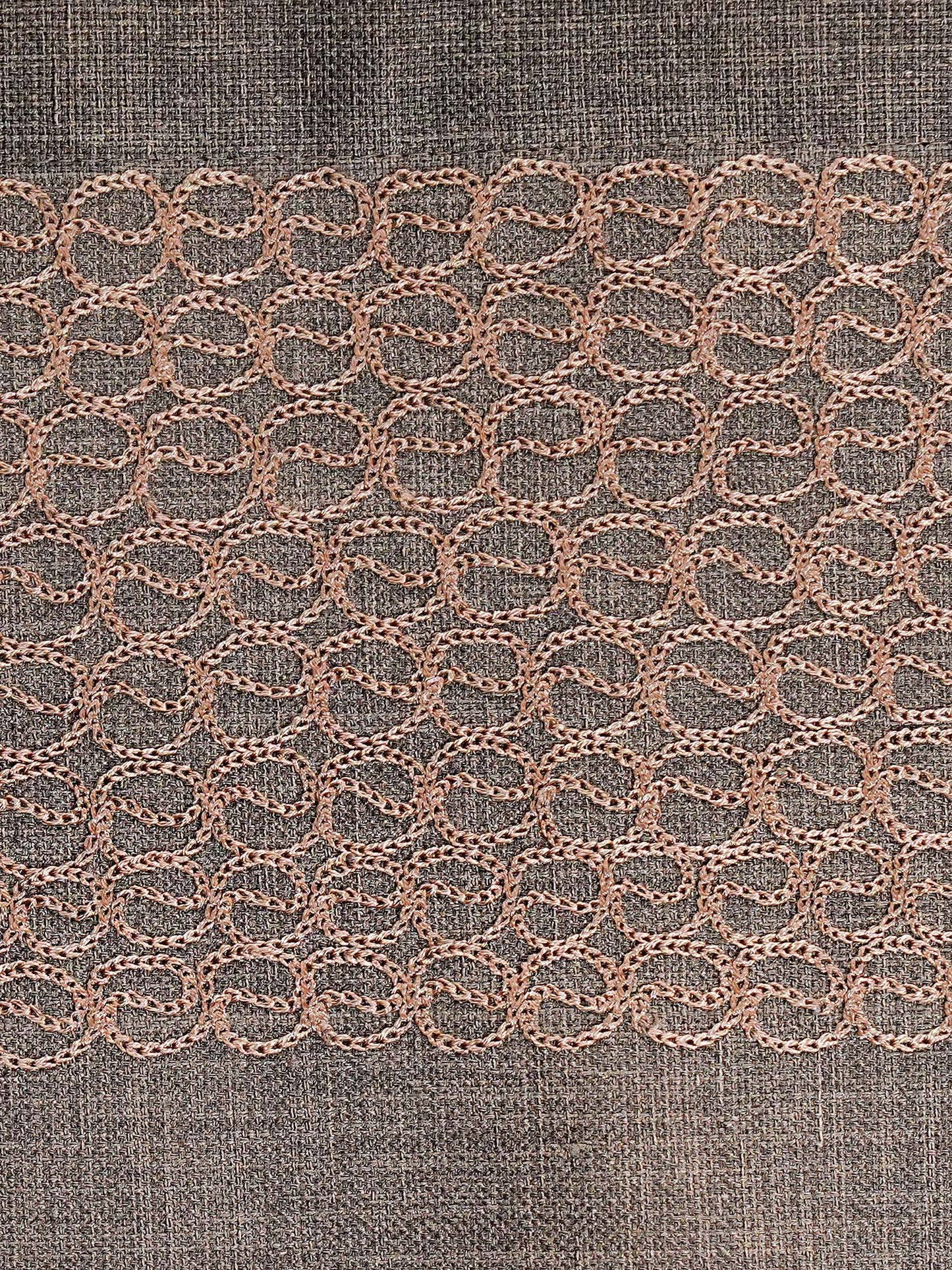 Textured Embroidered Grey Curtain with Rod Pocket | Polycotton | 50 Inch x 84 Inch | 7 ft.