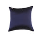 A square navy blue satin throw pillow with a subtle sheen, shown against a plain white background.