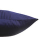 A close-up of a dark navy blue pillow with vertical pleats on the top edge, shown against a plain white background.