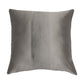 A square gray throw pillow with a vertical channel-tufted stripe down the center, shown against a plain white background.
