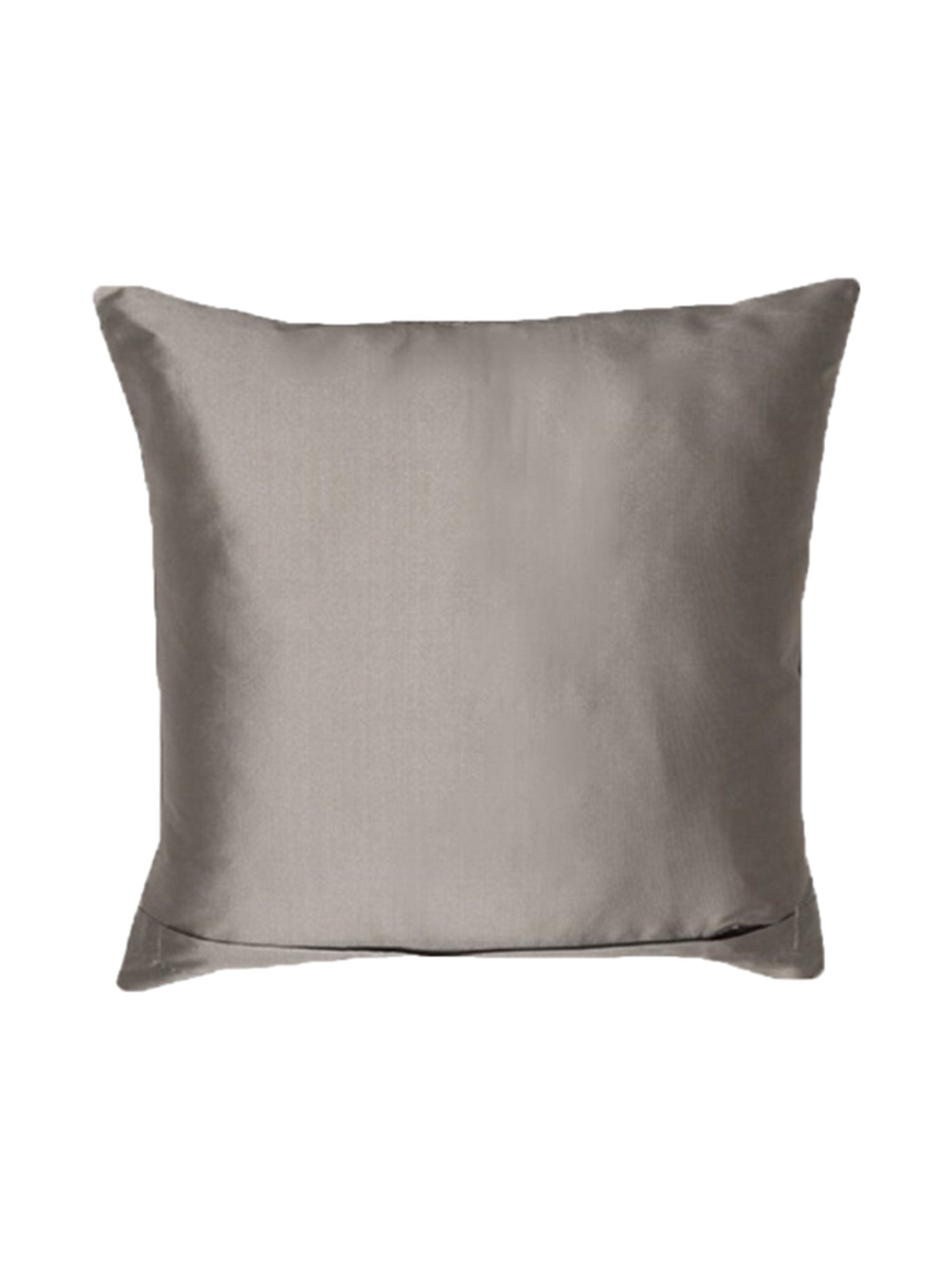 A square throw pillow in a textured taupe-gray fabric, shown against a plain white background.