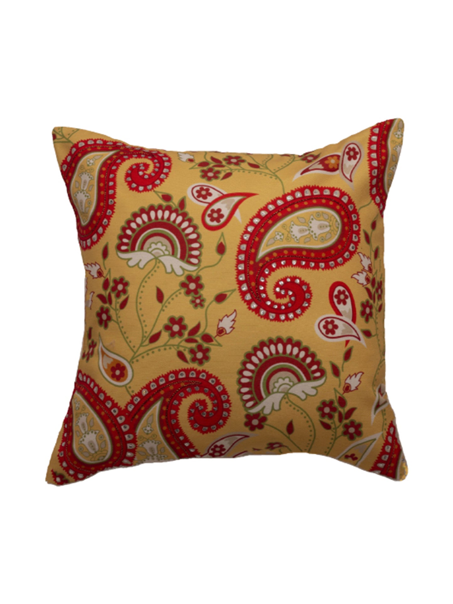 Cushion Cover Set of 3 100% Polyester Yellow And Green - "16 X 16"
