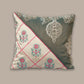 Floral Pattern Ethnic Embroidered Motifs | Handcrafted Patchwork Cushion Cover | 16 Inch x 16 Inch | Gray & Cream