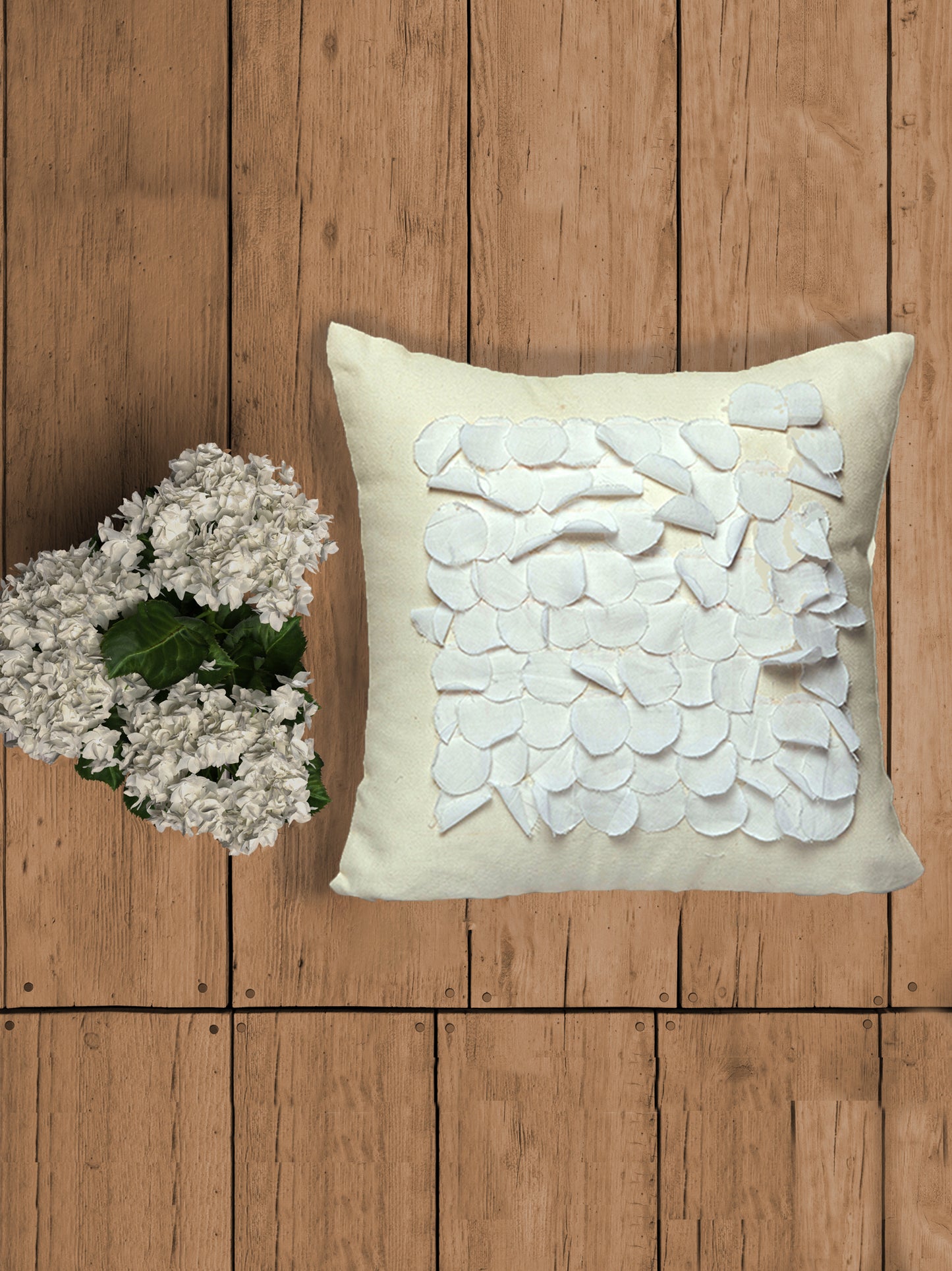 Embroidered Cushion Cover 100% Cotton Frayed White - 12" X 12"