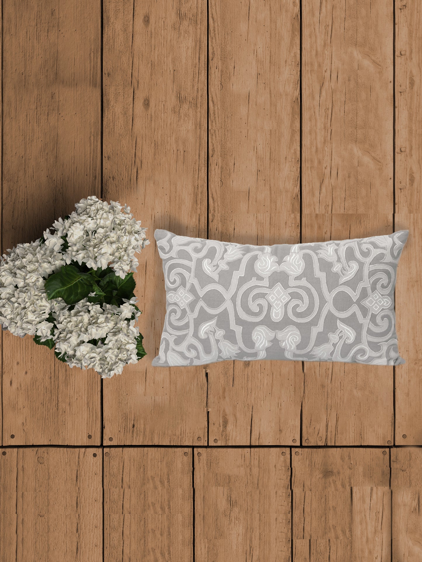 Hand Embroidered Cotton Cushion Cover | 12 Inch x 20 Inch | Beige