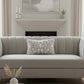 A rectangular lumbar throw pillow featuring a gray and white damask pattern, shown against a plain white background with a soft drop shadow.