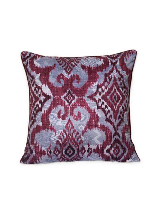 Cushion Cover Velvet Printed Ikat Maroon - 20"X20"