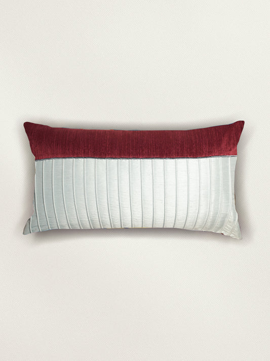 Technique Cushion Cover Polyester Maroon And Blue  - 12" X 22"