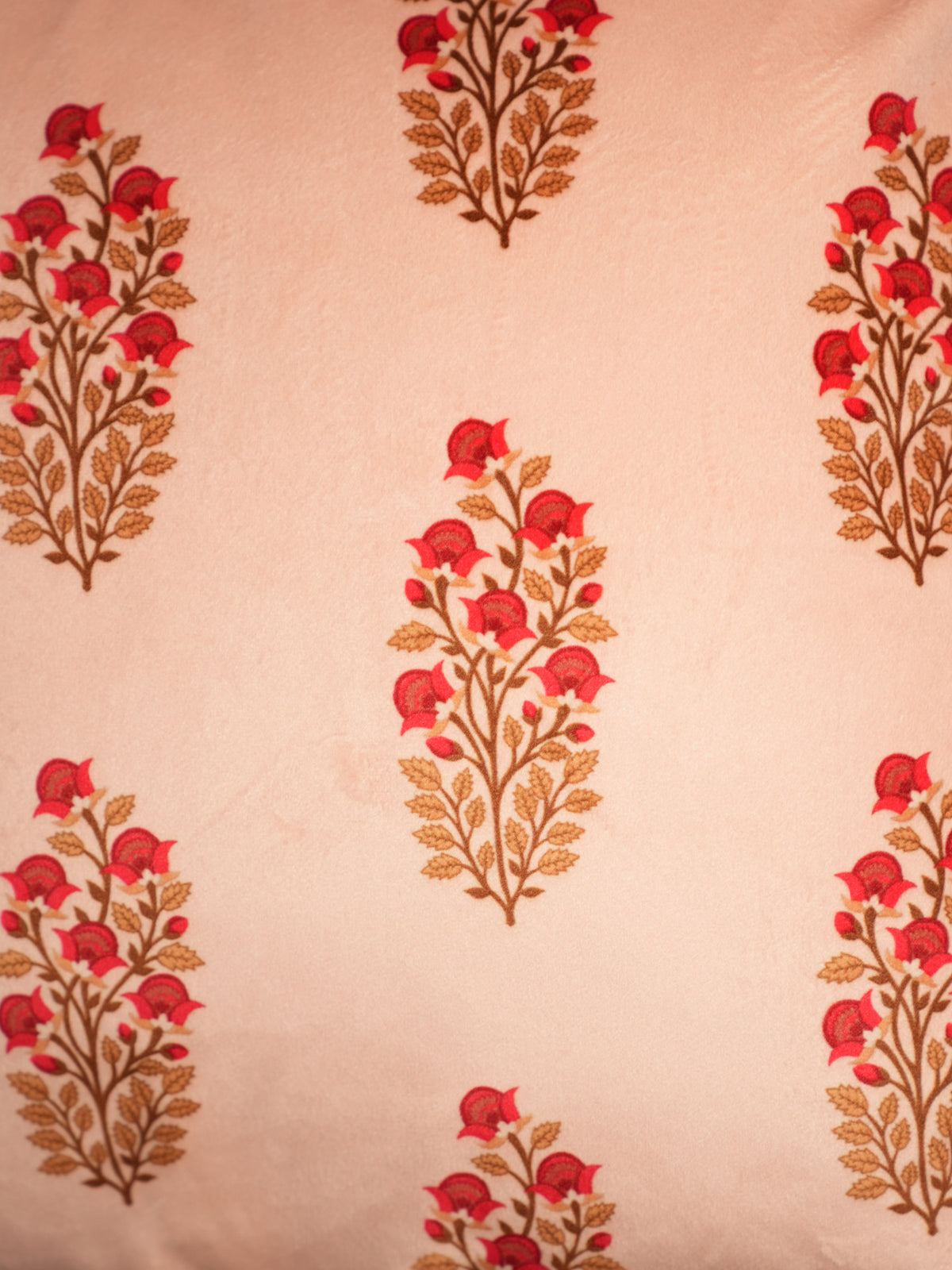 Printed Cushion Cover Velvet Peach Floral - 20" X 20"