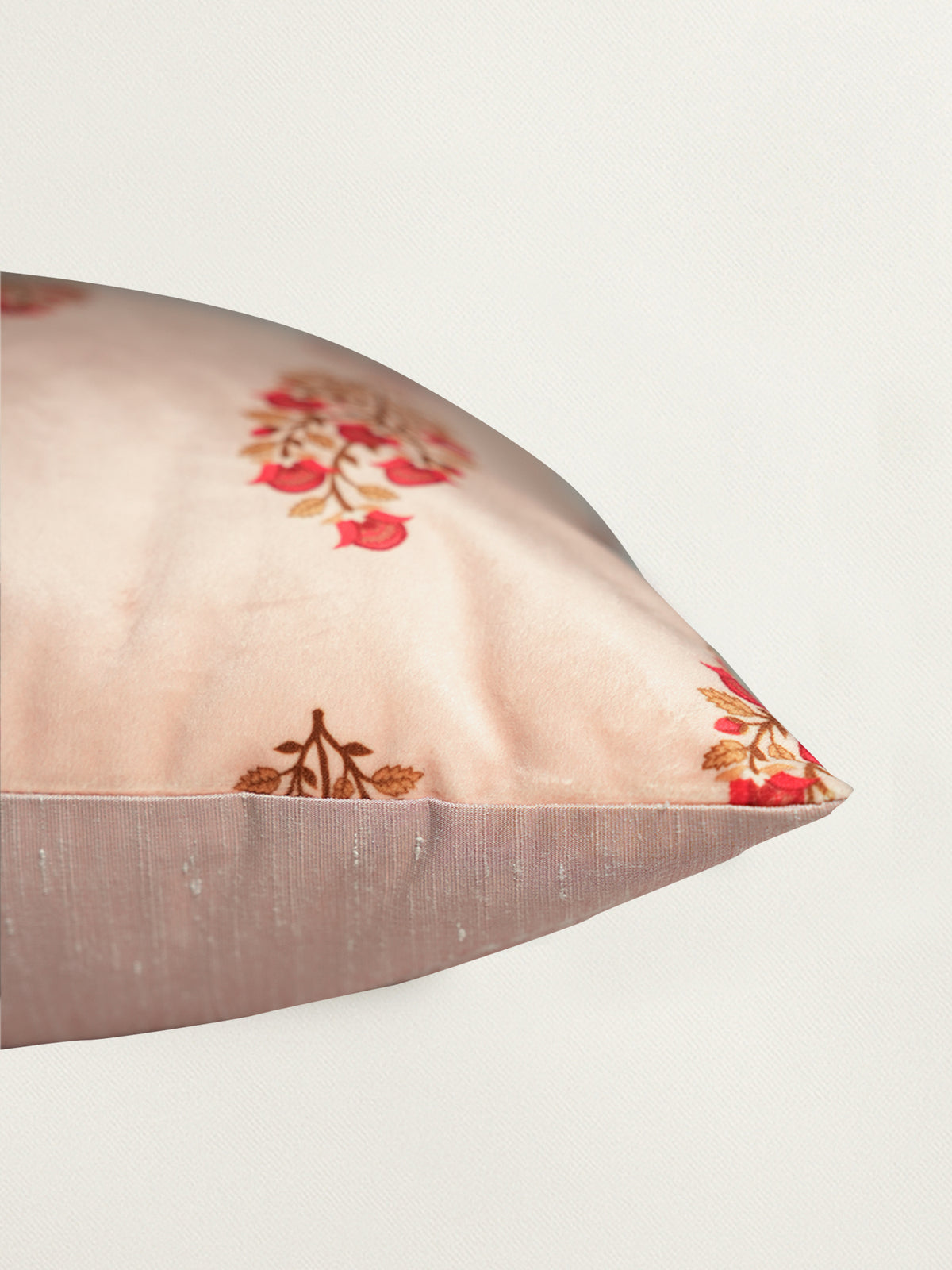 Printed Cushion Cover Velvet Peach Floral - 20" X 20"
