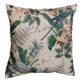 Tropical Botanical Accent Pillow with Bird Design | 16 x 16 Inch