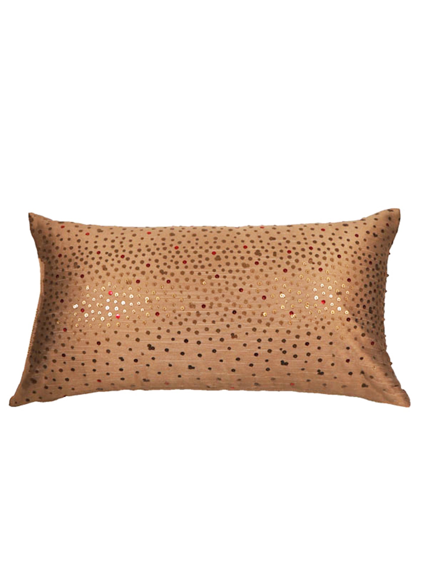 Self Textured | Golden Embellished | 100 % Polyester | 12 Inch x 12 Inch | Lumbhar Cushion Cover