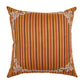 Silver Embroidered Motifs | Brown & Orange Striped | 100% Polyester | 20 Inch x 20 Inch | Cushion Cover