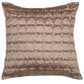 A square decorative throw pillow in a textured taupe-brown fabric with a crinkled, quilted geometric pattern, shown against a plain white background.
