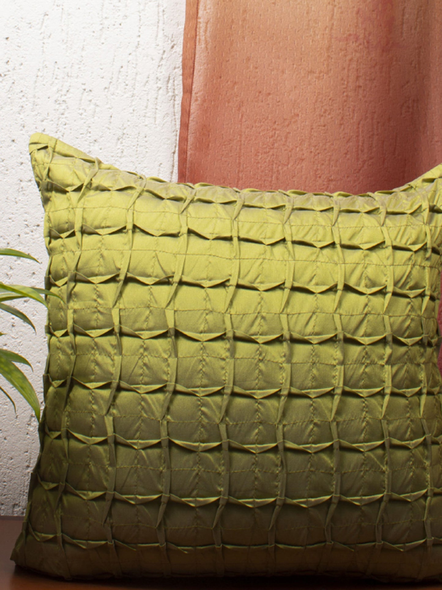 Cushion Cover Set of 3 100% Polyester Yellow And Green - "16 X 16"