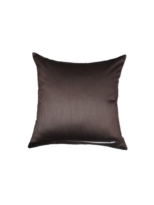 ZEBA World Eurosham Square Cushion Cover for Sofa, Bed | Embroidery - Polycanvas | Brown - 20x20in(50x50cm) (Pack of 1)