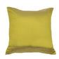 A square yellow throw pillow with a smooth satin-like finish and a subtle sheen, shown against a plain white background.
