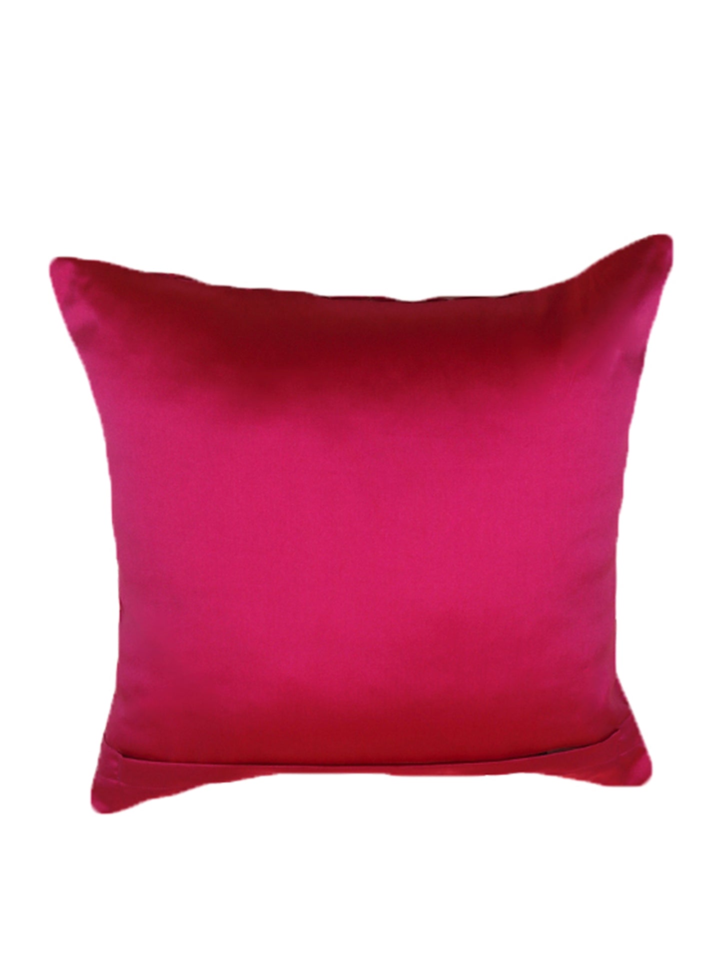 A square magenta velvet throw pillow centered on a plain white background.