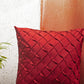 Reversable Pleated Cushion Cover | Posh Red | Standard 16 Inch x 16 Inch | Durable Polyester