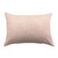 A rectangular lumbar pillow in a light blush pink color with a subtle vertical textured stripe pattern, shown against a plain white background.