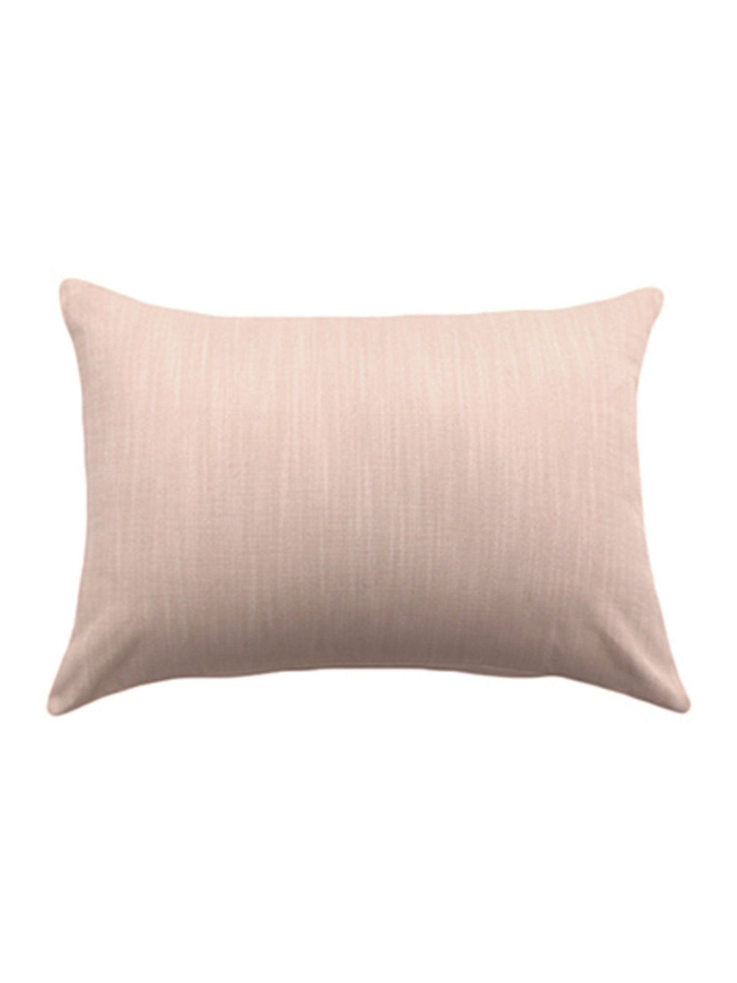 A rectangular lumbar pillow in a light blush pink color with a subtle vertical textured stripe pattern, shown against a plain white background.