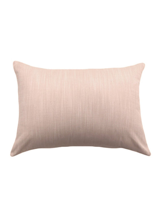 A rectangular lumbar pillow in a light blush pink color with a subtle vertical textured stripe pattern, shown against a plain white background.