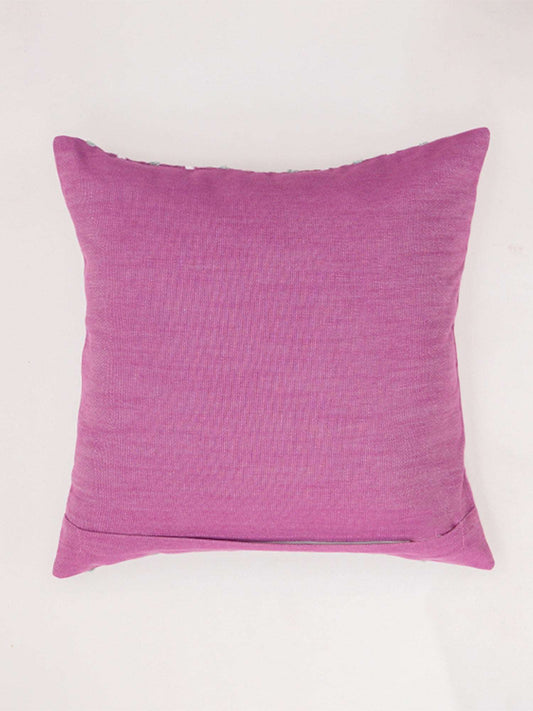 Cotton Blend Striped Plum Cushion Cover - 16"X16"