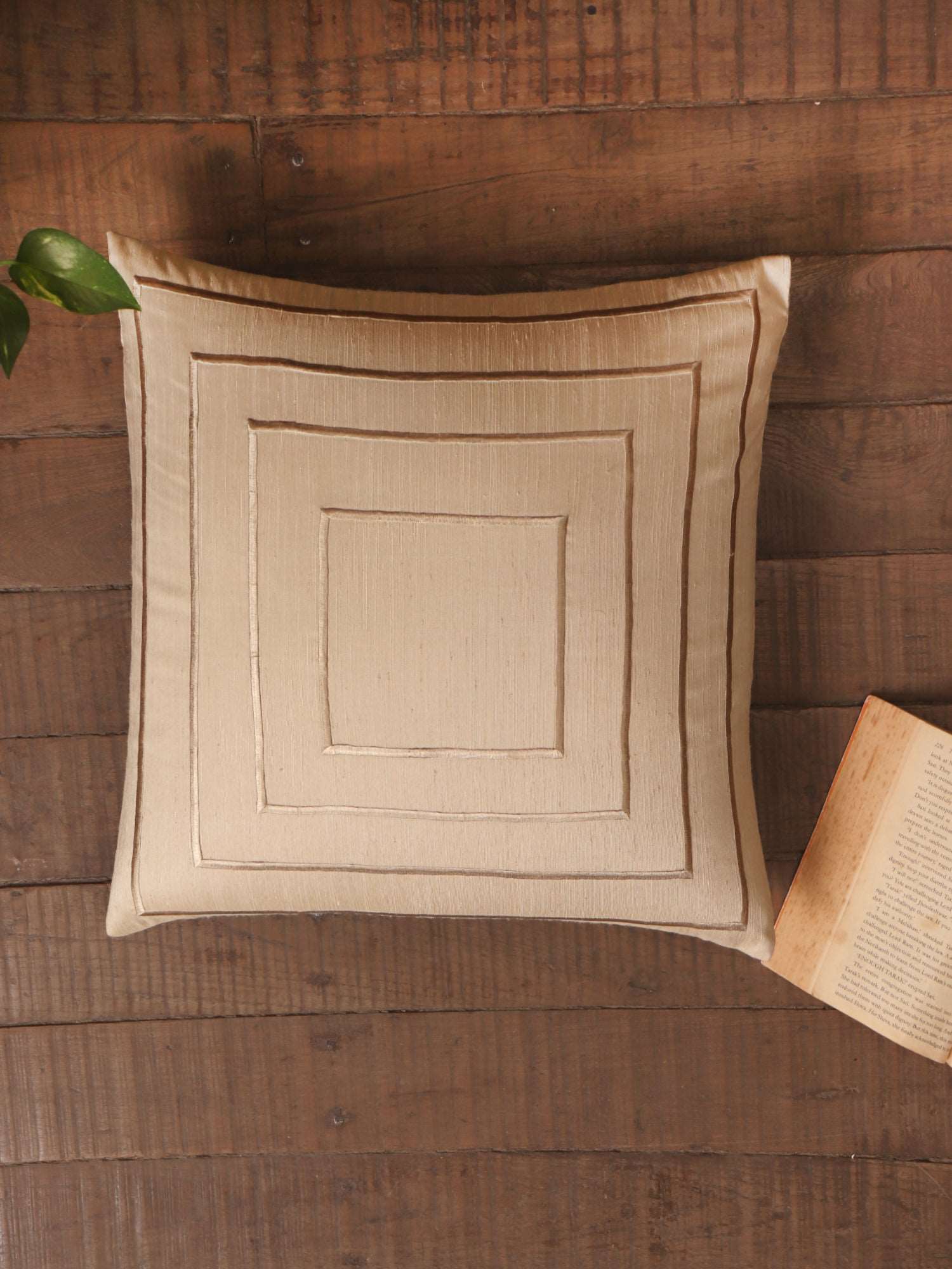 Cushion Cover Polyester Blend Concentric Embroidery Cream - 16" x 16"