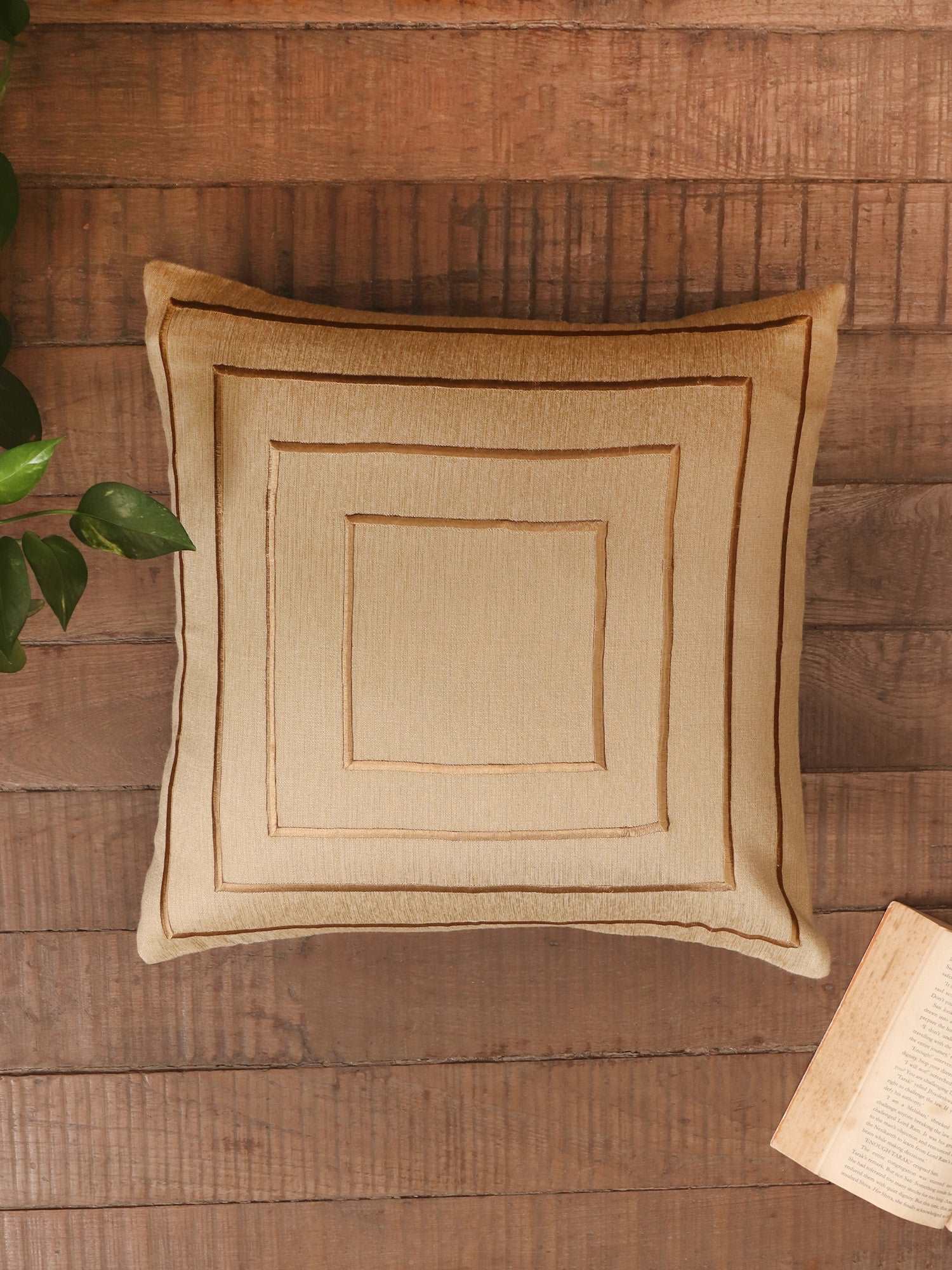 Cushion Cover Polyester Blend Concentric Embroidery Gold - 16" x 16"