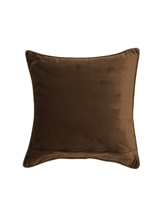 Solid Brown | Cord Piping | Velvet | 20 Inch x 20 Inch | Square Cushion Cover
