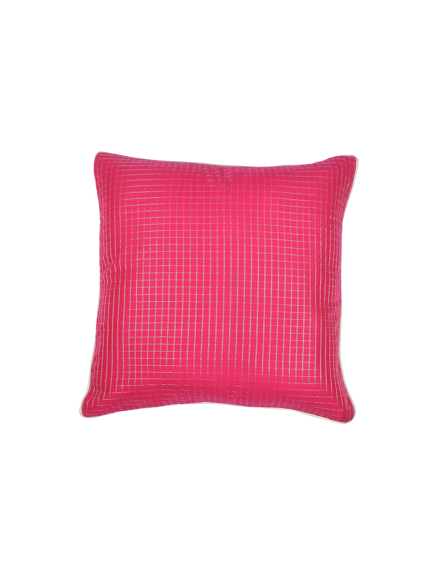 Cushion Cover for Sofa, Bed Varanasi Silk Cord Piping | Pink - 16x16in(40x40cm) (Pack of 1)