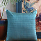 Self Quilted Teal Cushion Cover 16x16 | Polyester Blend | Premium Home Decor