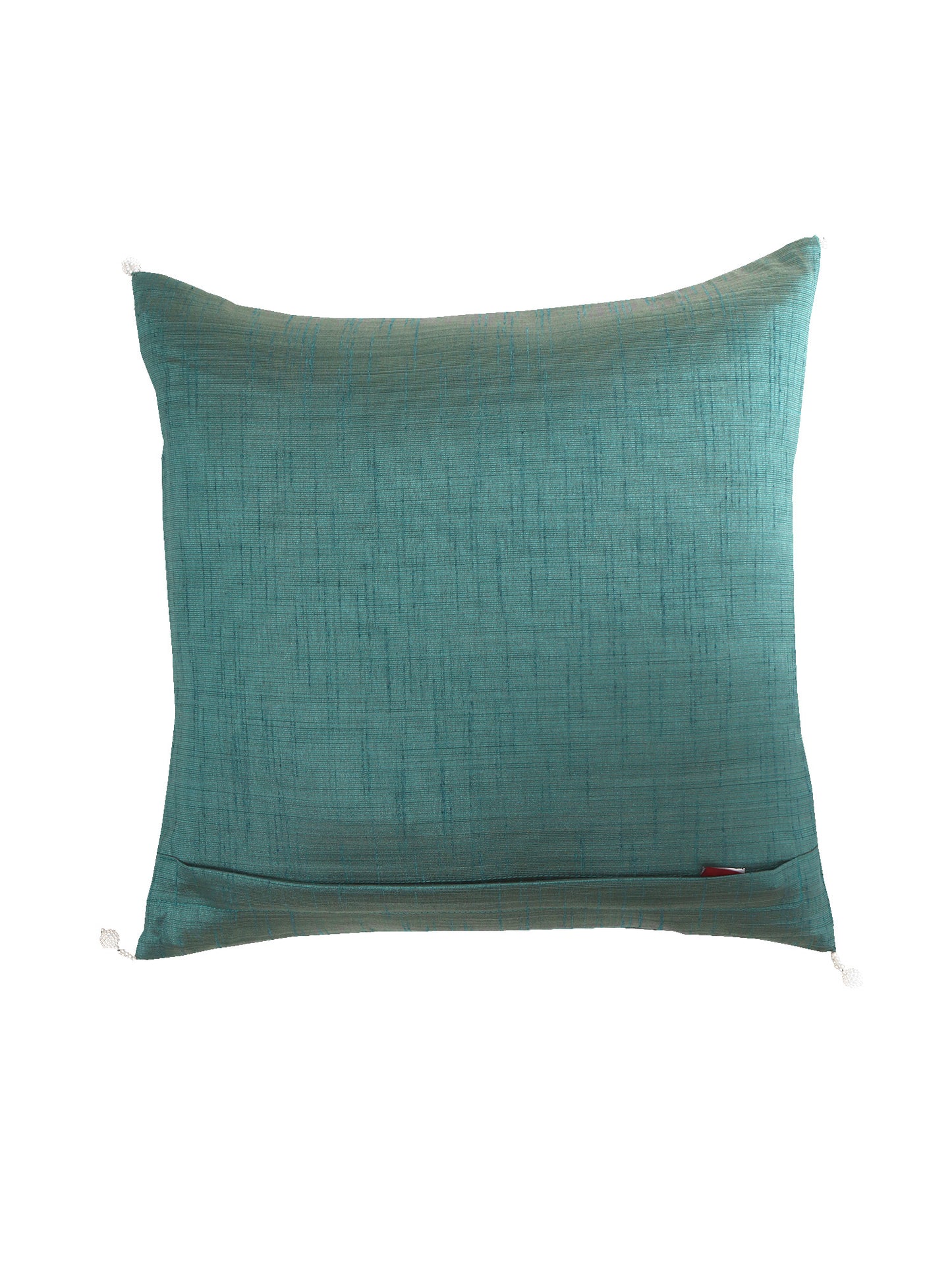 Self Quilted Teal Cushion Cover 16x16 | Polyester Blend | Premium Home Decor