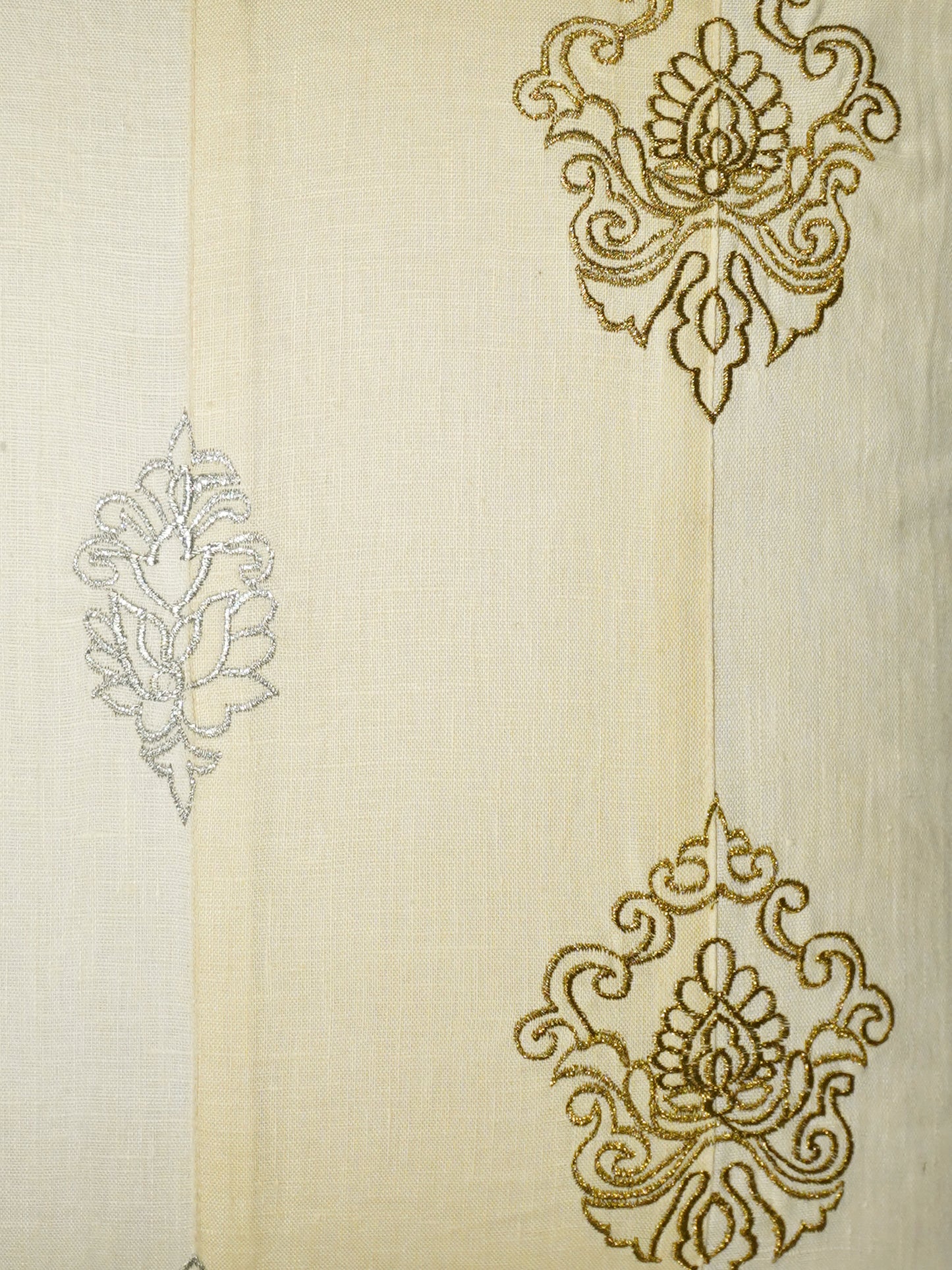 ZEBA World Square Cushion Cover for Sofa, Bed | Patchwork with Zari Hand Embroidery - Linen | Beige - 16x16in(40x40cm) (Pack of 1)