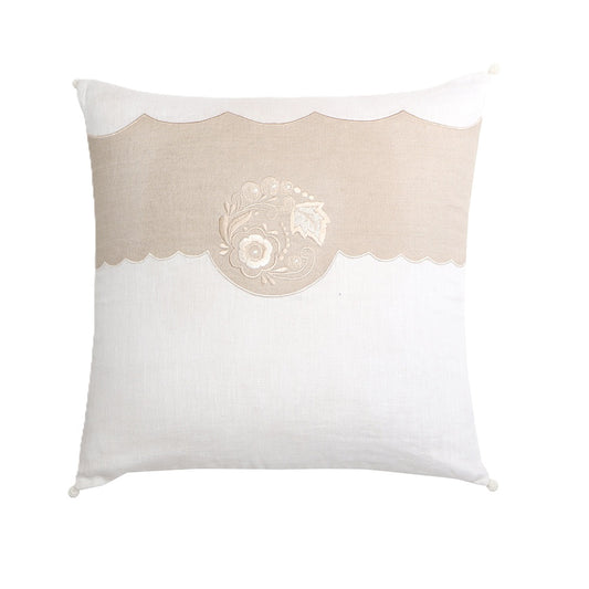 Cushion Cover Cotton Blend Applique and Embroidery Motif Multi - 16inches X 16inches