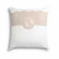 A square decorative throw pillow shown front-facing on a white background with black dimension arrows and labels indicating 16 inches by 16 inches.