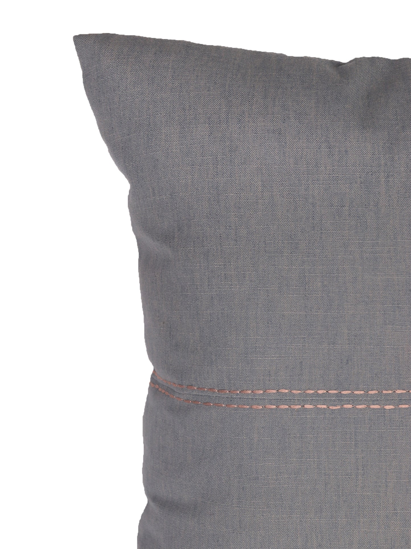 Hand Stitched Cross in Center | Embroidered Grey Cushion Cover 16 Inch x 16 Inch