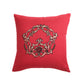 Cushion Cover Cotton Blend Hand Embroidered Motif Red - 16inches X 16inches