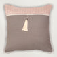 Cushion Cover Cotton Patchwork, Pleats and Tassels Laces Grey - 16inches X 16inches